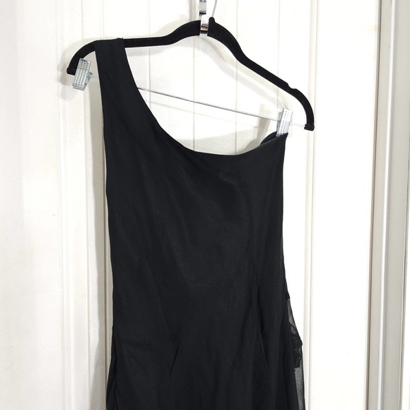 Sue Wong Womens Slip Dress Black Silk Rosette Midi Peasant Vtg 90s Y2K Fairy 14 - Picture 10 of 12
